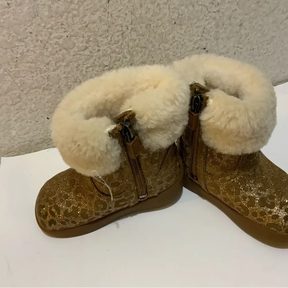 UGG Jorie II glitter leopard booties size 04/05